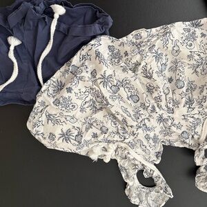 Navy and White Patterned beach tank top and  Shorts